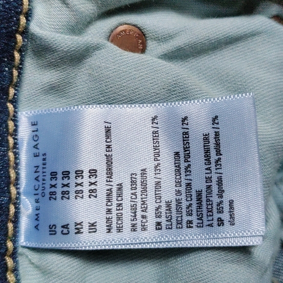 American Eagle men's size 28 x 30 original straight denim jeans - Picture 6 of 6